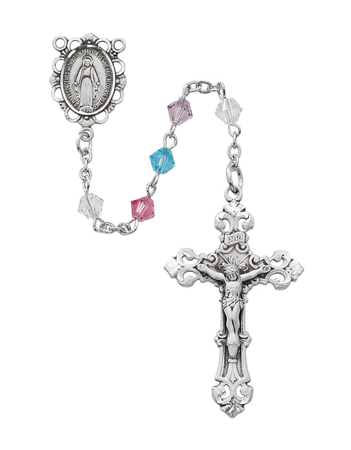 R548LF Multi Swarovski Crystal Bead Rosary Boxed - McVan