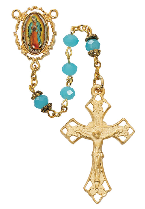 R555HF Aqua Guadalupe Rosary Boxed - McVan