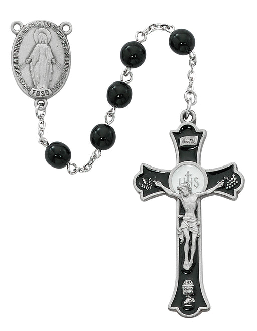 R560DF Black Holy Mass Crucifix Rosary Boxed - McVan