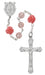 R585RF Pink and Roses Glass Rosary Boxed - McVan