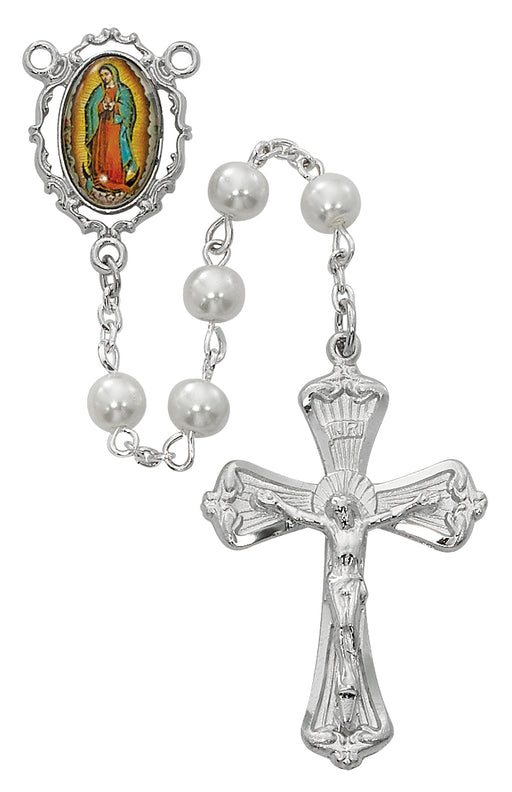 R615RF White Lady of Guadalupe Rosary Boxed. - McVan