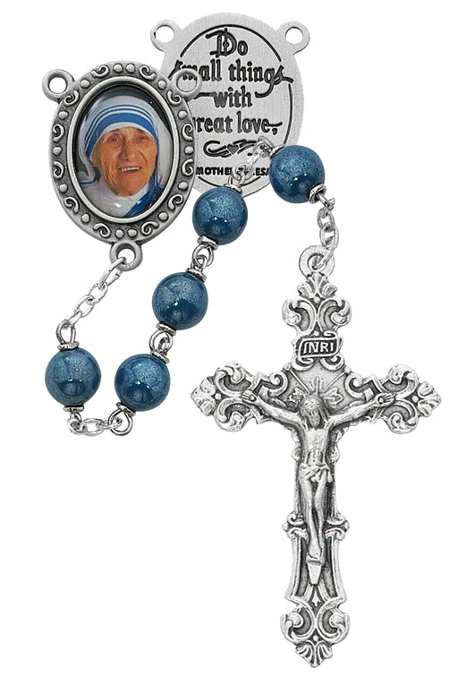 R623DF Blue Mother Teresa Rosary Boxed - McVan