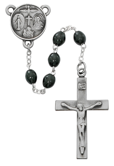 R639DF Black Wood Our Father Rosary Boxed - McVan
