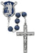 R640DF Blue Wood St Michael Badge Rosary Boxed - McVan