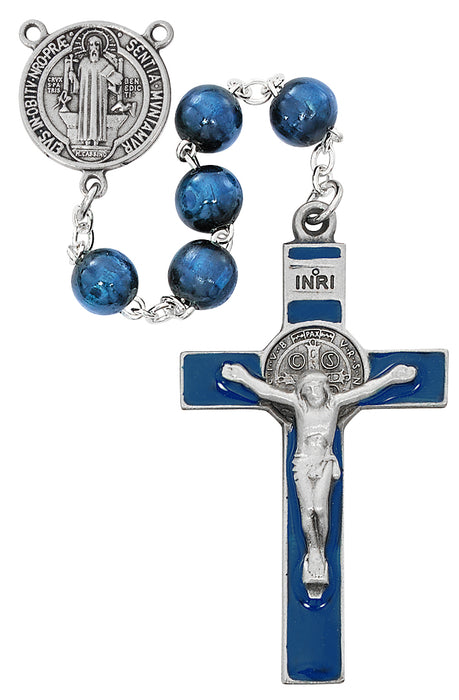 R669DF Blue Wood St Benedict Rosary Boxed - McVan