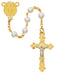 R672HF Gold Plated Pearl Glass Rosary Boxed - McVan