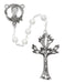 R706DF White Glass Dogwood Rosary Boxed - McVan