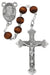 R714DF Brown Wood Scared Heart Rosary Boxed - McVan
