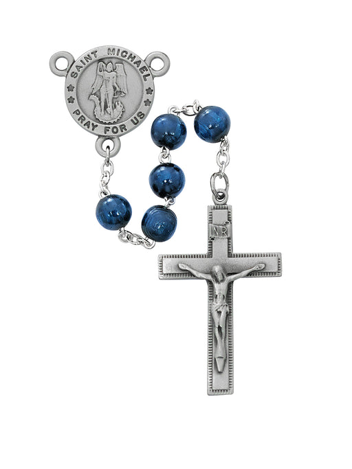R739F Blue Wood St Michael Rosary Boxed - McVan