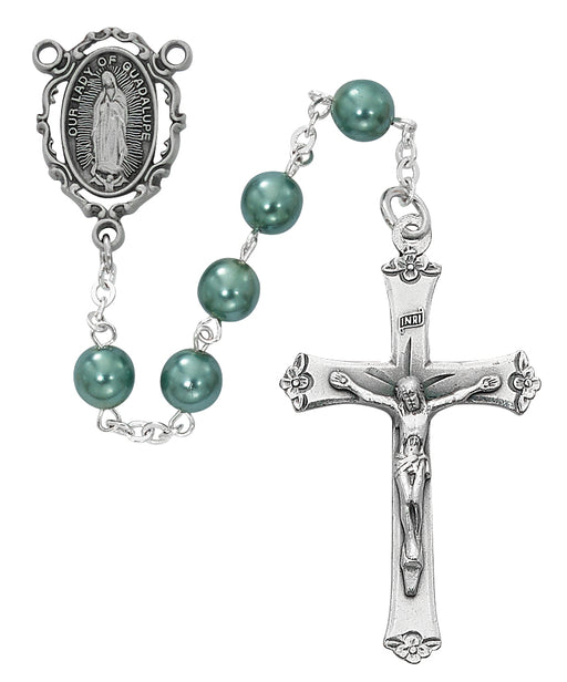 R759F Teal Our Lady of Guadalupe Rosary Boxed - McVan