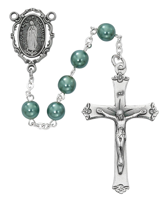 R759F Teal Our Lady of Guadalupe Rosary Boxed - McVan