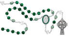 R872F Green St Patrick Shamrock Rosary Boxed - McVan