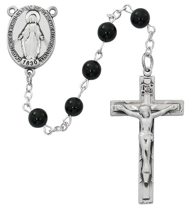 R883F Black Onyx Rosary Boxed - McVan