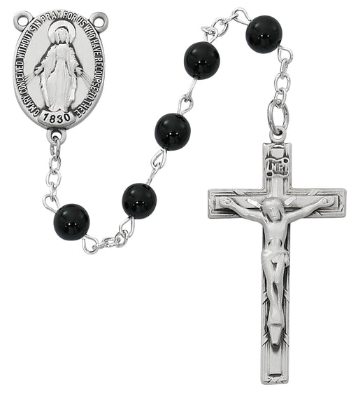 R883LF Sterling Silver Black Onyx Rosary - McVan