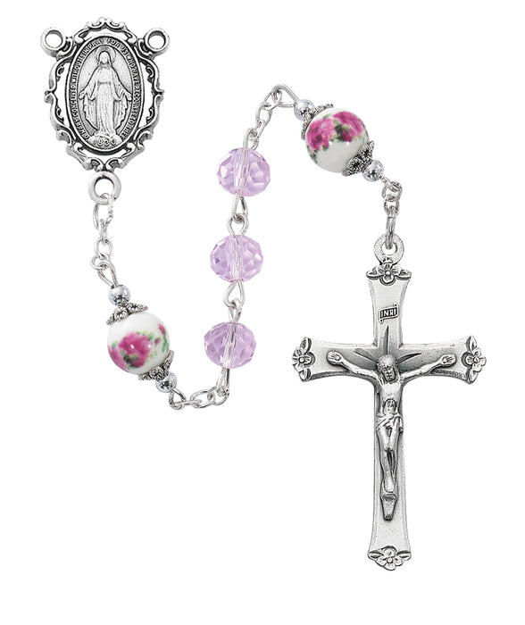 R905RF Pink St. Therese Rosary Boxed - McVan