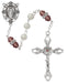 R917DAKF Pearl and Dark Amethyst Rosary with Zinc Center and Crucifixed - McVan