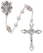 R917RSKF Pearl and Rose Rosary with Zinc Center and Crucifixed - McVan