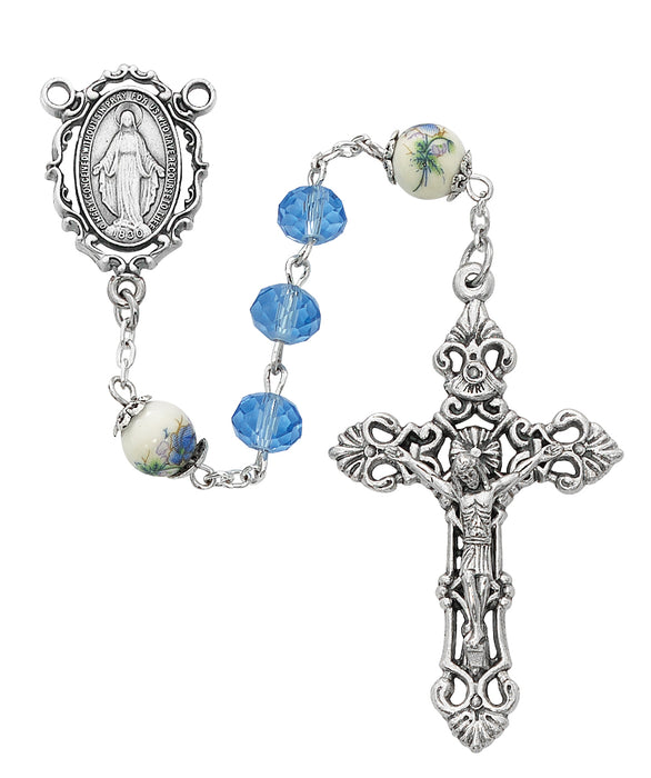 R918F Blue Miraculous Rosary Boxed - McVan