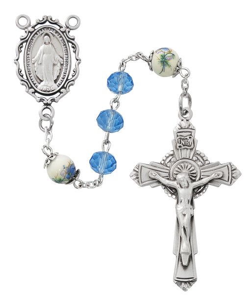 R918LF Sterling Silver Ceramic Rosary Boxed - McVan