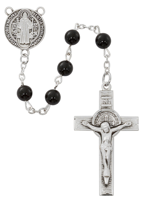 R933LF Sterling silver St benedict Rosary boxed - McVan
