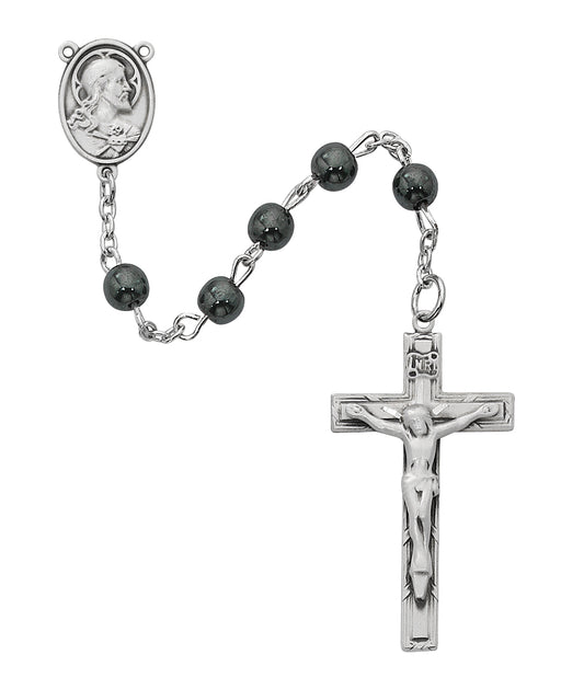 R936LF Sterling Hematite Rosary Boxed - McVan