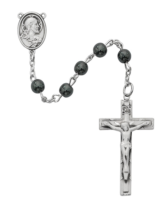 R936LF Sterling Hematite Rosary Boxed - McVan