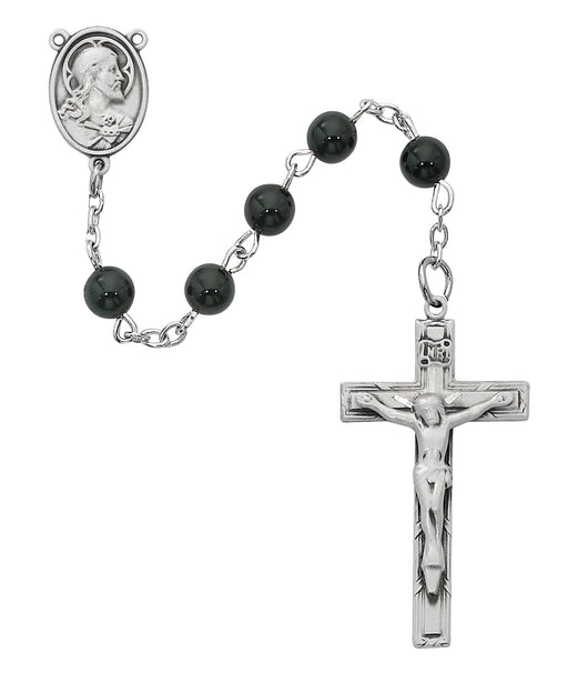 R937LF Sterling Black Onyx Rosary Boxed - McVan