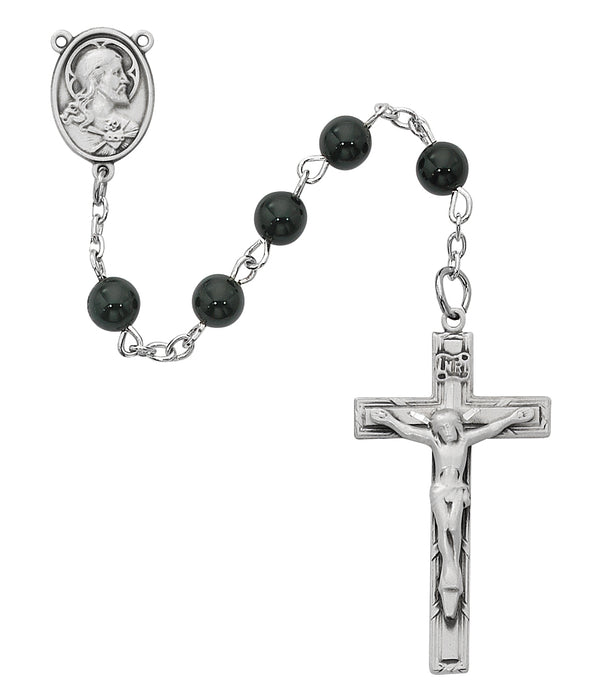 R937LF Sterling Black Onyx Rosary Boxed - McVan