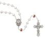 R968F PEARL WITH CAPPED CERAMIC O.F. ROSARY, DELUXE BOXED - McVan