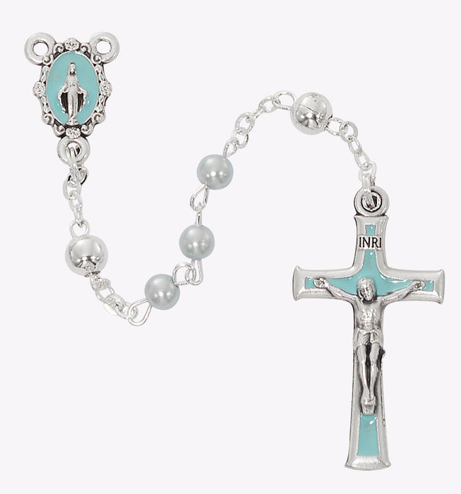 R970G BLUE PEARL ROSARY DELUXE BOXED - McVan