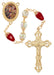 R984HF CRYSTAL AND RED TEAR DROP ROSARY DELUXE BOX - McVan