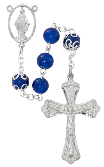 R988RF BLUE ROSARY DELUXE BOXED - McVan