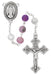 R994F PURPLE CRACKED BEADED ROSARY DELUXE BOXED - McVan