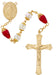 R996JF CRYSTAL AND RED TEAR DROP ROSARY DELUXE BOX - McVan