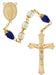 R997JF CRYSTAL AND BLUE TEAR DROP ROSARY DELUXE BOX - McVan
