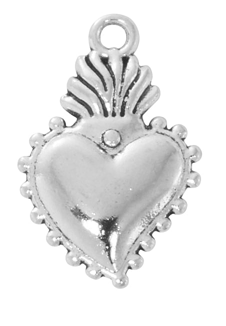 RC111 Rhodium Sacred Heart Pendant - McVan
