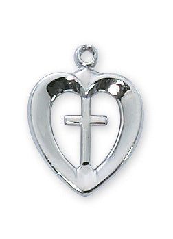RC419 Rhodium Heart and Cross Pendant - McVan