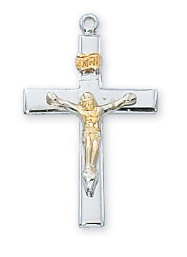 RC7018 Rhodium  Two Tone Crucifix Pendant - McVan