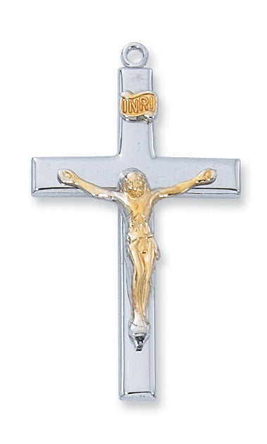 RC7021 Rhodium  Two Tone Crucifix Pendant - McVan