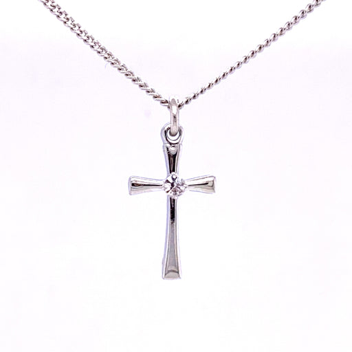 RC9208 Rhodium  Cross with Crystal Boxed - McVan