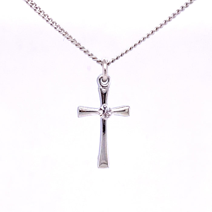 RC9208 Rhodium  Cross with Crystal Boxed - McVan