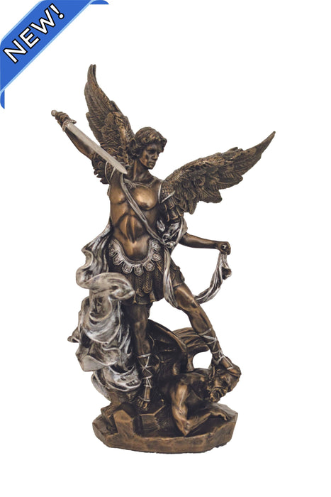 SR-74997-BP St. Michael in Cold Cast Bronze/Pewter Style 9"