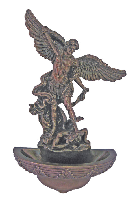 SR-75362 St. Michael Font in Cold Cast Bronze 9"