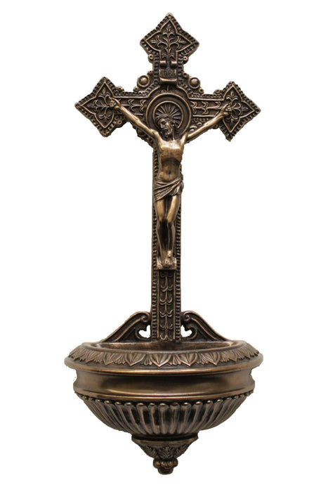 SR-75371 Crucifixion Font in Cold Cast Bronze 11"