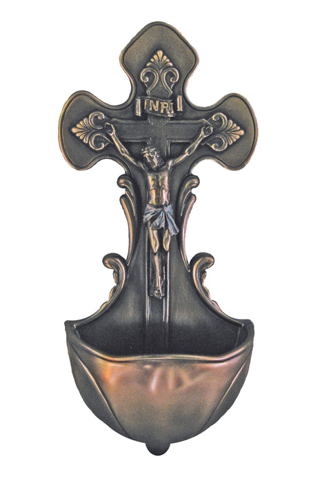 SR-75763 Crucifixion Font in Cold Cast Bronze 7.5"