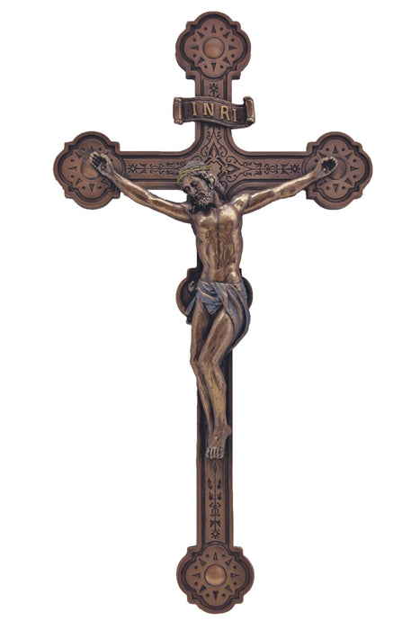 SR-76435 Ornate Crucifix Cold Cast Bronze 14"