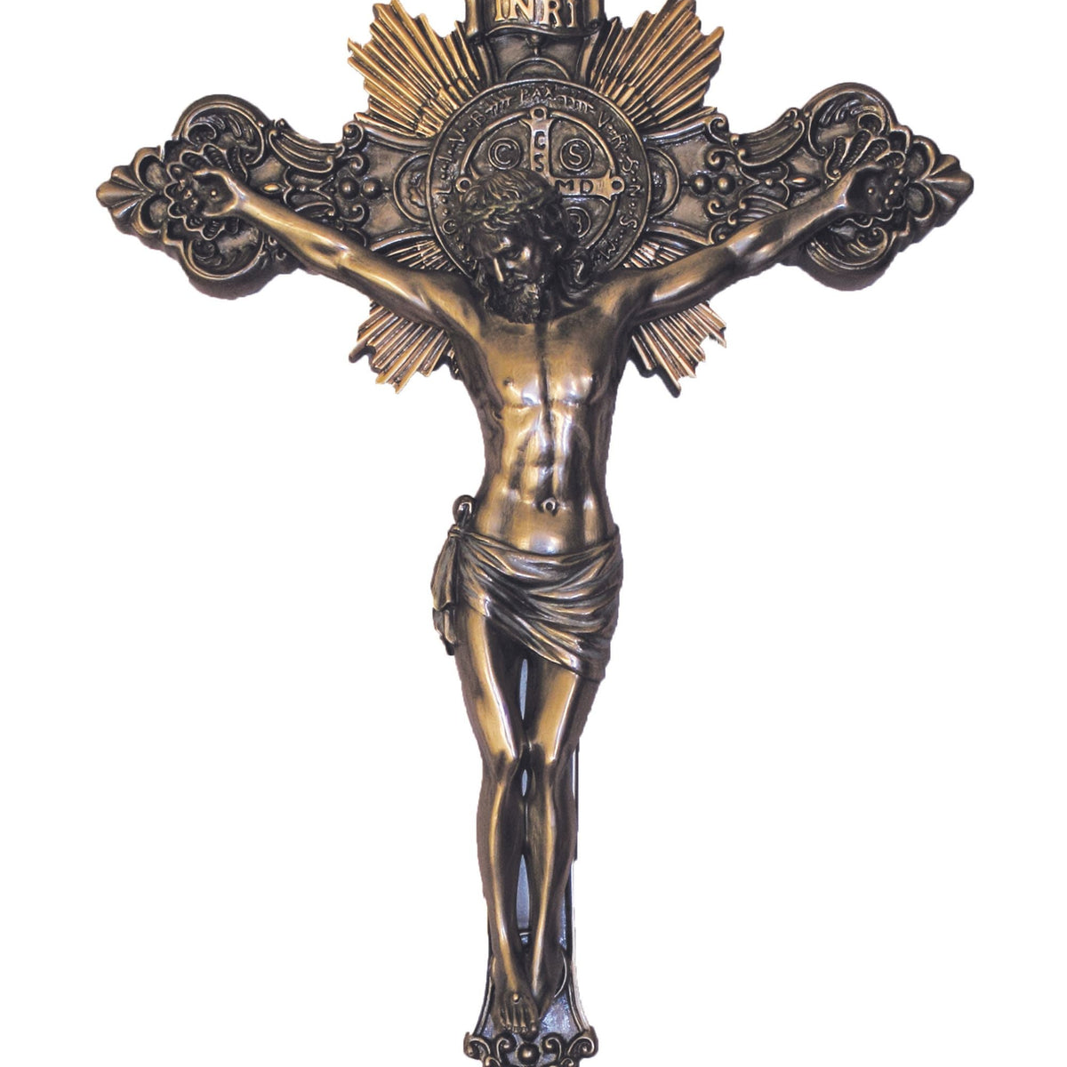 SR-77673 St. Benedict Crucifix in Cold Cast Bronze — Acadian Religious