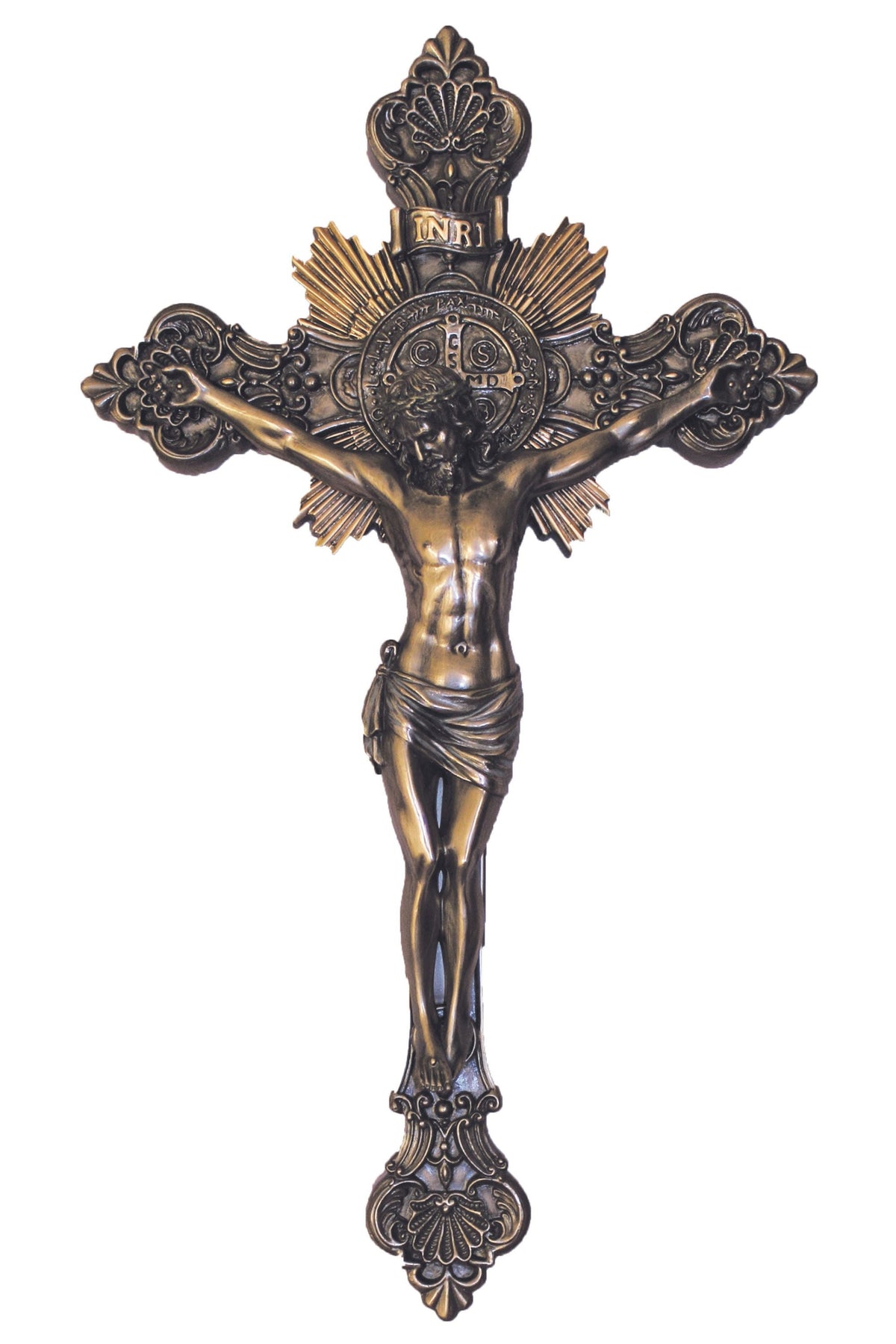 SR-77673 St. Benedict Crucifix in Cold Cast Bronze — Acadian Religious