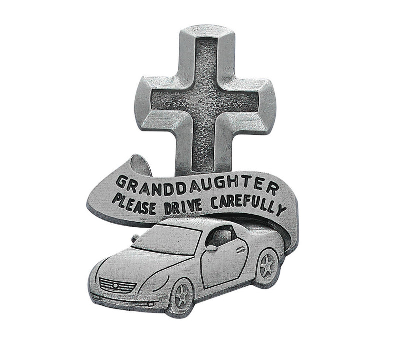 Pewter Granddaughter "Drive Safe" Cross Car Visor Clip - VC-798