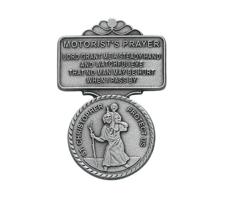 Pewter St. Christopher Motorist’s Prayer Visor Clip - VC-802